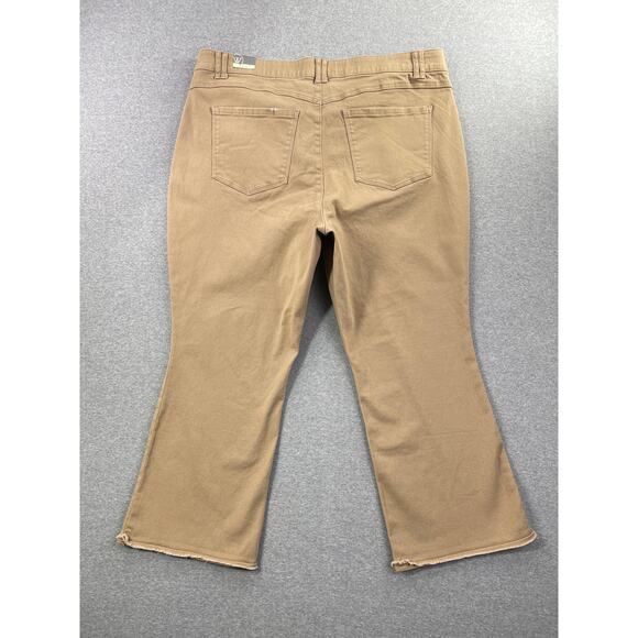 Wit & Wisdom Jeans Plus Size 22W Tan AbSolution High Rise Ankle Flare Pants Fray - Picture 2 of 16